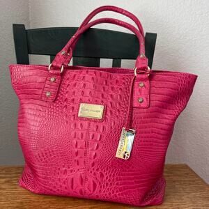VINTAGE Marc Fisher Hot Pink Croc Embossed Tote